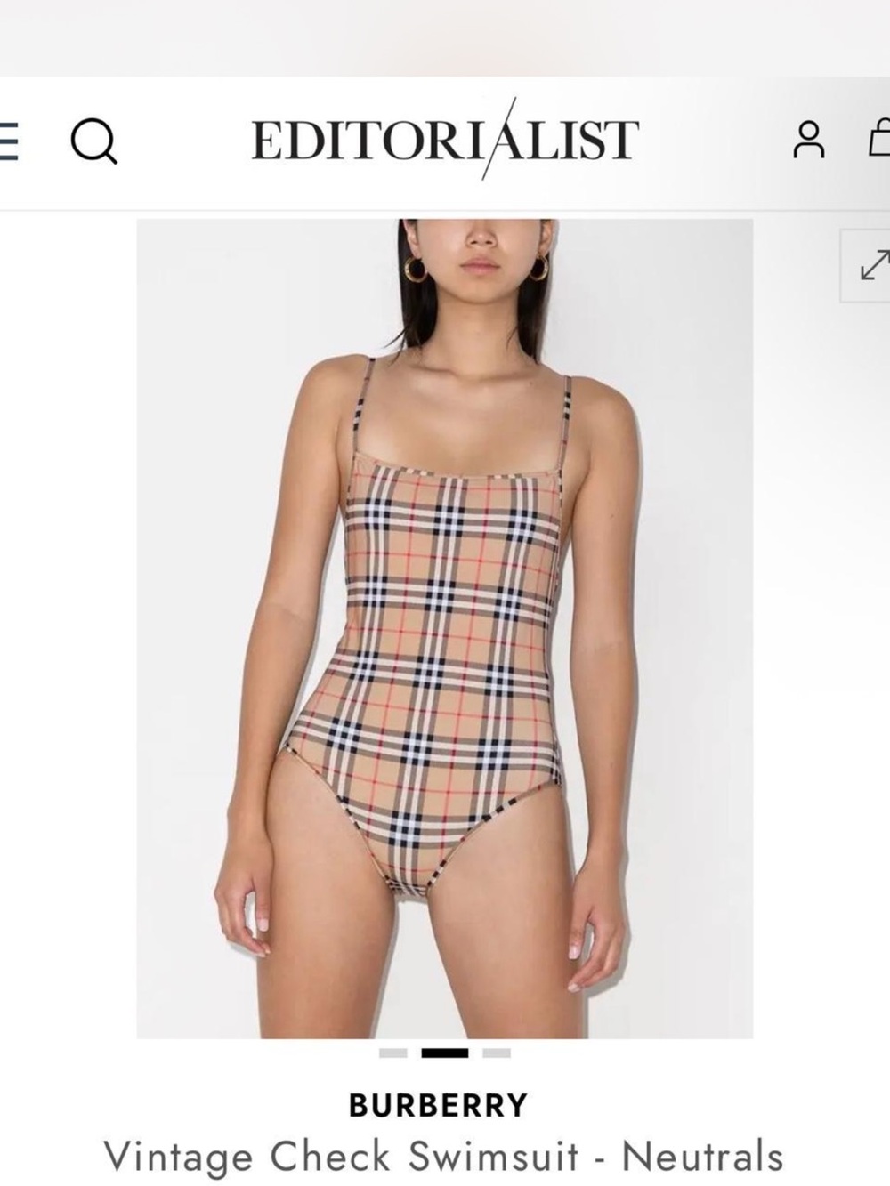 Burberry Neutral Vintage Check One-Piece Swimsuit - Beige/Black/Red